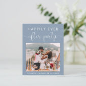 Dusty Blue Photo Wedding Reception Invitation (Staand voorkant)