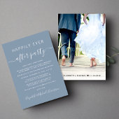 Dusty Blue Photo Wedding Reception Invitation Aankondiging