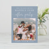 Dusty Blue Photo Wedding Reception Save the Date Aankondiging (Staand voorkant)