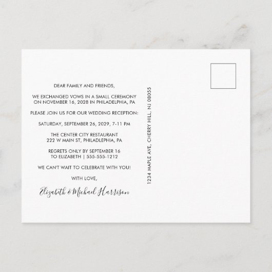 Dusty Blue Photo Wedding Reception Uitnodiging Briefkaart (Achterkant)