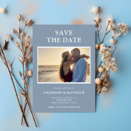 Dusty Blue Photo Wedding Save The Date