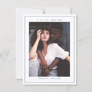 Dusty Blue Photo Wedding Save the Date Briefkaart