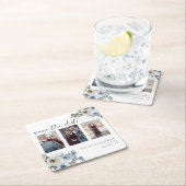 Dusty Blue Photo Wedding Save the Date Elegant Kartonnen Onderzetters (Insitu)