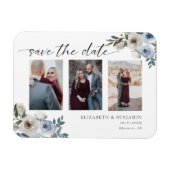 Dusty Blue Photo Wedding Save the Date Elegant Magneet (Horizontaal)