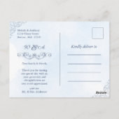 Dusty Blue Photo Wedding Thank You Briefkaart (Achterkant)