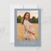 Dusty Blue Photo Wildflower Baby in Bloom Shower Kaart (Achterkant)