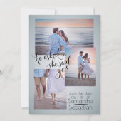 Dusty Blue Photo Ze zei ja sparen de datum Kaart (Voorkant)