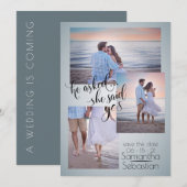 Dusty Blue Photo Ze zei ja sparen de datum Kaart (Voorkant / Achterkant)