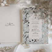 Dusty Blue Pimpernel Pattern Morris Folie Uitnodiging