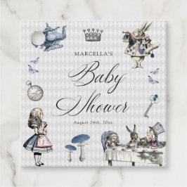 Dusty Blue & Pink Alice in Wonderland Baby shower Bedankjes Labels