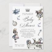 Dusty Blue & Pink Alice in Wonderland Baby shower Kaart (Voorkant)