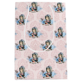 Dusty Blue & Pink Alice in Wonderland Baby shower Medium Cadeauzakje