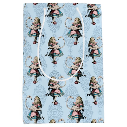 Dusty Blue & Pink Alice in Wonderland Baby shower Medium Cadeauzakje (Voorkant)