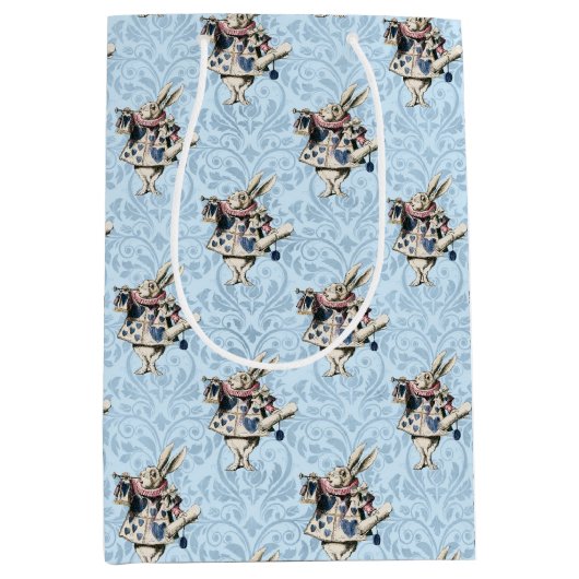 Dusty Blue & Pink Alice in Wonderland Baby shower Medium Cadeauzakje (Voorkant)