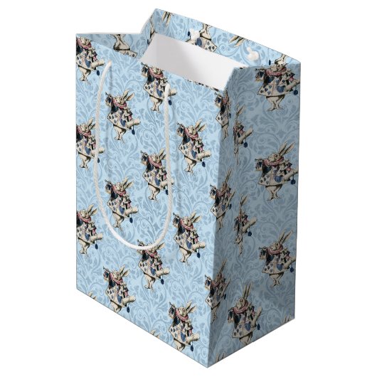 Dusty Blue & Pink Alice in Wonderland Baby shower Medium Cadeauzakje (Achterkant Gekanteld)