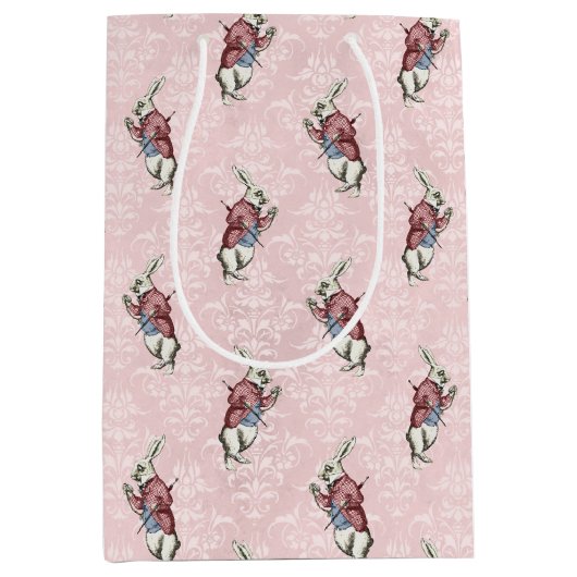 Dusty Blue & Pink Alice in Wonderland Baby shower Medium Cadeauzakje (Voorkant)