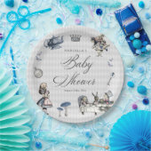 Dusty Blue & Pink Alice in Wonderland Baby shower Papieren Bordje (Feest)