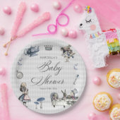 Dusty Blue & Pink Alice in Wonderland Baby shower Papieren Bordje (Feest)