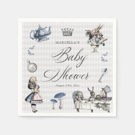 Dusty Blue & Pink Alice in Wonderland Baby shower Servet