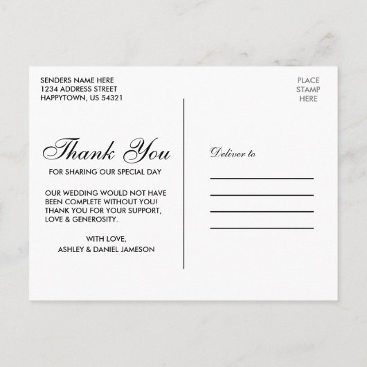 Dusty Blue Pink Blush Floral Wedding Dank u Briefkaart (Achterkant)
