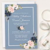 Dusty Blue Pink Blush Waterverf Floral Wedding Kaart