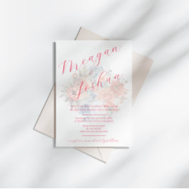 Dusty Blue Pink bruiloft uitnodiging
