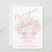 Dusty Blue Pink bruiloft uitnodiging (Voorkant)