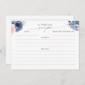 Dusty Blue Pink en Navy Elegant Recept Kaarten (Voorkant / Achterkant)