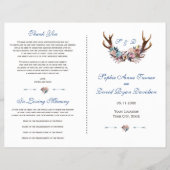 Dusty Blue Pink Floral Antlers Weddenschap Flyer (Voorkant)