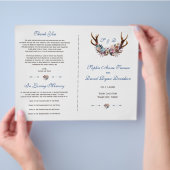 Dusty Blue Pink Floral Antlers Weddenschap Flyer (Hand)