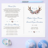 Dusty Blue Pink Floral Antlers Weddenschap Flyer (Enkel)