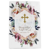 Dusty Blue Pink Floral Bouquet Geometric Baptisme Medium Cadeauzakje (Voorkant)