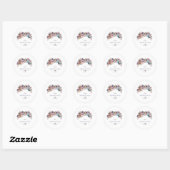 Dusty Blue Pink Floral Bouquet Wedding Ronde Sticker (Vel)