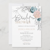 Dusty Blue & Pink Floral Bridal Shower Kaart (Voorkant)