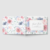 Dusty Blue Pink Floral Elegant Wedding Guest Book Gastenboek (Volledig)