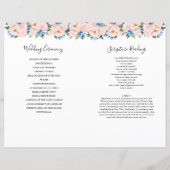 Dusty Blue Pink Floral Geometric Wedding Programme (Achterkant)
