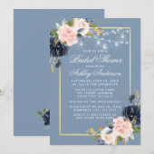 Dusty Blue Pink Floral Jar Lights Vrijgezellenfees Kaart (Voorkant / Achterkant)
