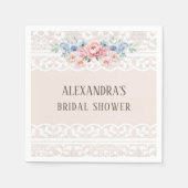Dusty Blue Pink Floral  Lace Vrijgezellenfeest Servet (Voorkant)