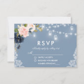 Dusty Blue Pink Floral Lace Weddenschap RSVP Kaartje (Voorkant)