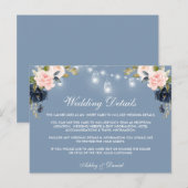 Dusty Blue Pink Floral Lights Bruiloft Details Kaa Briefkaart (Voorkant / Achterkant)