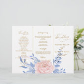 Dusty Blue Pink Floral Rustic Wedding Ceremony (Staand voorkant)