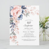 Dusty Blue Pink Floral Surprise 60th Birthday (Staand voorkant)