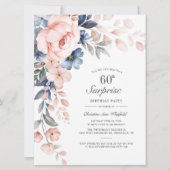 Dusty Blue Pink Floral Surprise 60th Birthday (Voorkant)