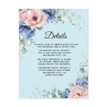 Dusty Blue Pink Floral Waterverf Wedding