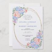 Dusty Blue Pink Floral Waterverf Wedding Kaart (Voorkant)