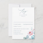 Dusty Blue Pink Flowers Elegant Dreamweaver Weddin RSVP Kaartje<br><div class="desc">Elegant dusty blue en roze blinktstemkaarten voor bruiloft</div>