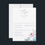 Dusty Blue Pink Flowers Elegant Dreamweaver Weddin RSVP Kaartje<br><div class="desc">Elegant dusty blue en roze blinktstemkaarten voor bruiloft</div>