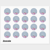 Dusty Blue Pink Paars Floral Wedding Ronde Sticker (Vel)