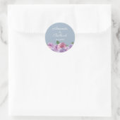 Dusty Blue Pink Paars Floral Wedding Ronde Sticker (Tas)