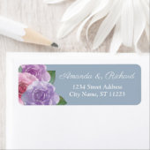 Dusty Blue Pink Paarse Elegant Floral Wedding Etiket (Insitu)